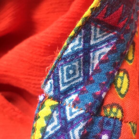 Jessica Taylor Rayon Teresa Orange Printed V-Neck Flowy Sleeveless Dress Size L - Picture 11 of 11